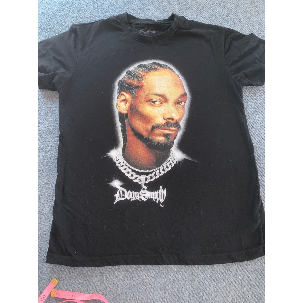 Dogg Supply by Snoop Dogg Mens Black Graphic T-Shirt Portrait Small Hip Hop Rap